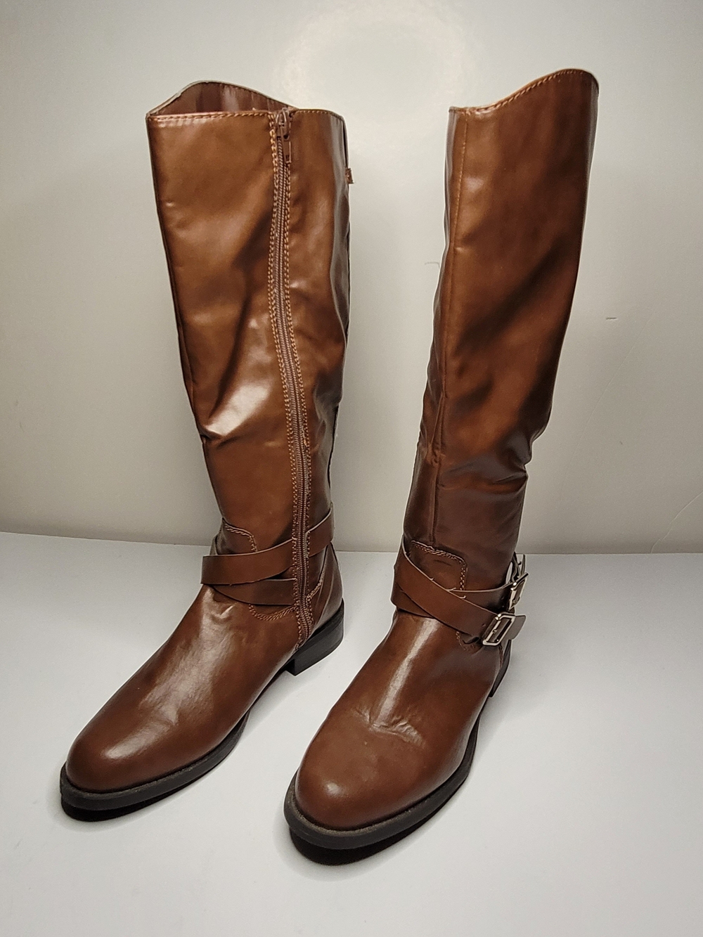 Love Heels Tamara Brown Faux Leather Riding Boots Knee High Women Size 7